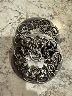 Yankee Candle Metallic Gray Filigree Candle Toppers set of 2